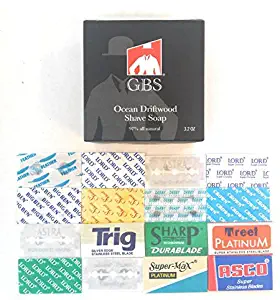 GBS Double Edge Razor Blade Sample Pack - Variety of 16 High Quality Safety Blades for Shaving Razors, Knives, Shavette and More + Bonus GBS Alum Block