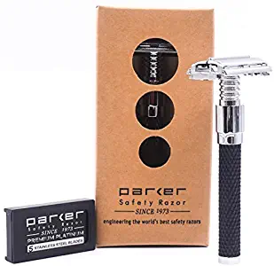 Parker 92R Ultra Heavyweight Butterfly Open Double Edge Safety Razor & 5 Premium Blades