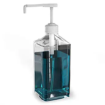 Mouthwash Dispenser Glass Decanter, 37-Ounce Mouth Wash Pump Bottle Caddy, Perfect Bathroom Accessory for Oral Care