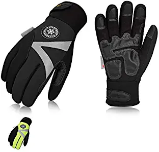 Vgo 2Pairs -4℉ or above 3M Thinsulate C100 Lined High Dexterity Touchscreen Synthetic Leather Winter Warm Work Gloves, Waterproof Insert (Size XXL, Black,Fluorescent Green,SL8777FW)