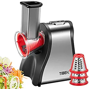 Electric Slicer Shredder/Graters Professional, TIBEK 200W Salad Maker Machine Automatic with One-Touch Easy Control and 5 Free Attachments for Fruits, Vegetables, Cheeses and Fruit Smoothie