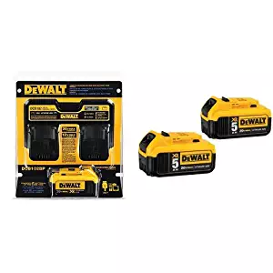 DEWALT DCB102BP 20-volt MAX Jobsite Charging Station with Battery Pack and 20V MAX XR 5.0Ah Lithium Ion Battery, 2-Pack