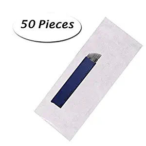 Pinkiou Permanent Makeup Eyebrow Hair Stroked Tattoo Blade Needles for Manual Tattoo Pen Pack of 50pcs 14 Pin (14 pin)