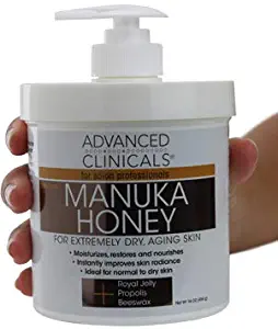 Advanced Clinicals Manuka Honey Cream for Extremely Dry, Aging Skin For Face, Neck, Hands, and Body. Spa Size 16oz. (16oz)
