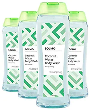 Amazon Brand - Solimo Coconut Water Body Wash, 21 Fluid Ounce (Pack of 4)