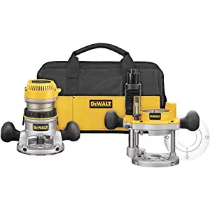 DEWALT DW618PKB 2-1/4 HP EVS Fixed Base/Plunge Router Combo Kit with Soft Start