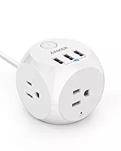 Power Strip, Anker PowerPort Cube, 3 Outlets and 3 USB Portable Charging Station with Switch Control, Overload Protection, 5ft Cable, for iPhone XS/XR, Ultra-Compact for Travel and Office [UL Listed]