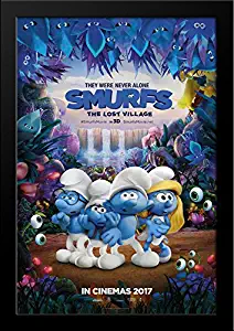 Smurfs: The Lost Village 28x36 Large Black Wood Framed Movie Poster Art Print
