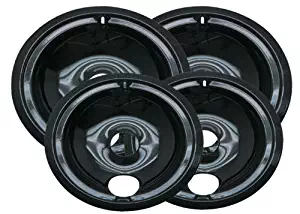 Range Kleen 4-Piece Drip Bowl, Style B fits Plug-in Electric Ranges GE, Hotpoint, Kenmore, RCA, Black Porcelain,