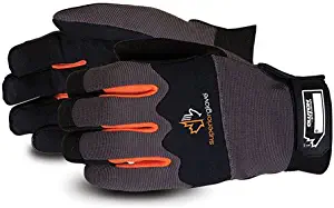 Superior MXBE Clutch Gear Synthetic Leather Mechanics Gloves, Water-Resistant Work Gloves (1 Pair of Medium Black & Orange Gloves)