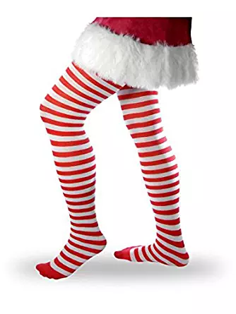 Adult Tights: Red And White Striped