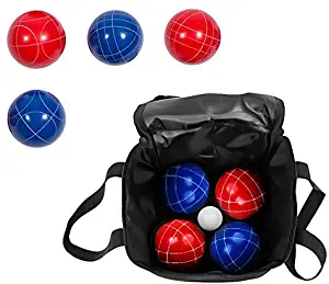Bocce Ball Premium Set - Top Quality Resin Balls - 9 Balls with Carry Case By Trademark Innovations (Red/Blue, 90mm)