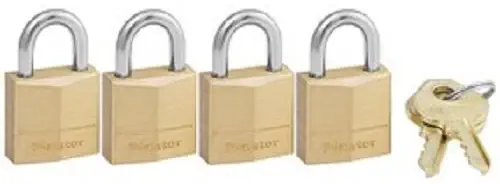 Master Lock Padlock, Solid Brass Lock, 3/4 in. Wide, 120Q (Pack of 4-Keyed Alike)