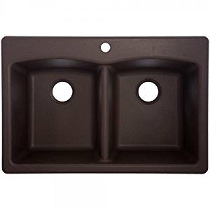 Franke Ellipse 33" Dual Mount Granite Double Bowl Kitchen Sink, Mocha